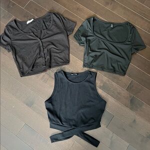 Black Crop Top Trio bundle womens sz S